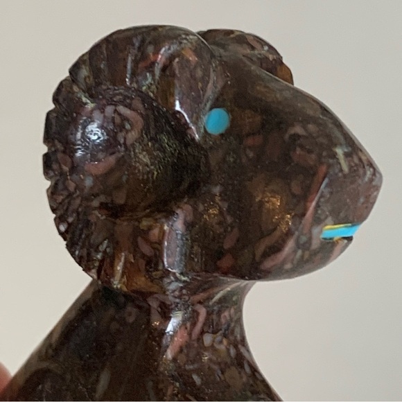 Native American Zuni Hand Carved Heart Line Ram Sheep Fetish Rodney Laiwakete - Picture 12 of 16